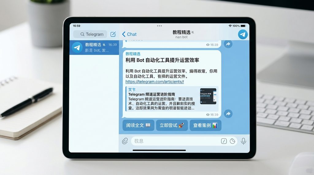 Telegram 界面中通过 Bot 发布的消息卡片,带有底部自定义交互按钮