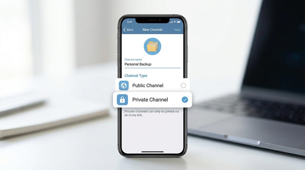 Telegram手机端私人频道设置页面,显示“Private Channel”选项的勾选状态